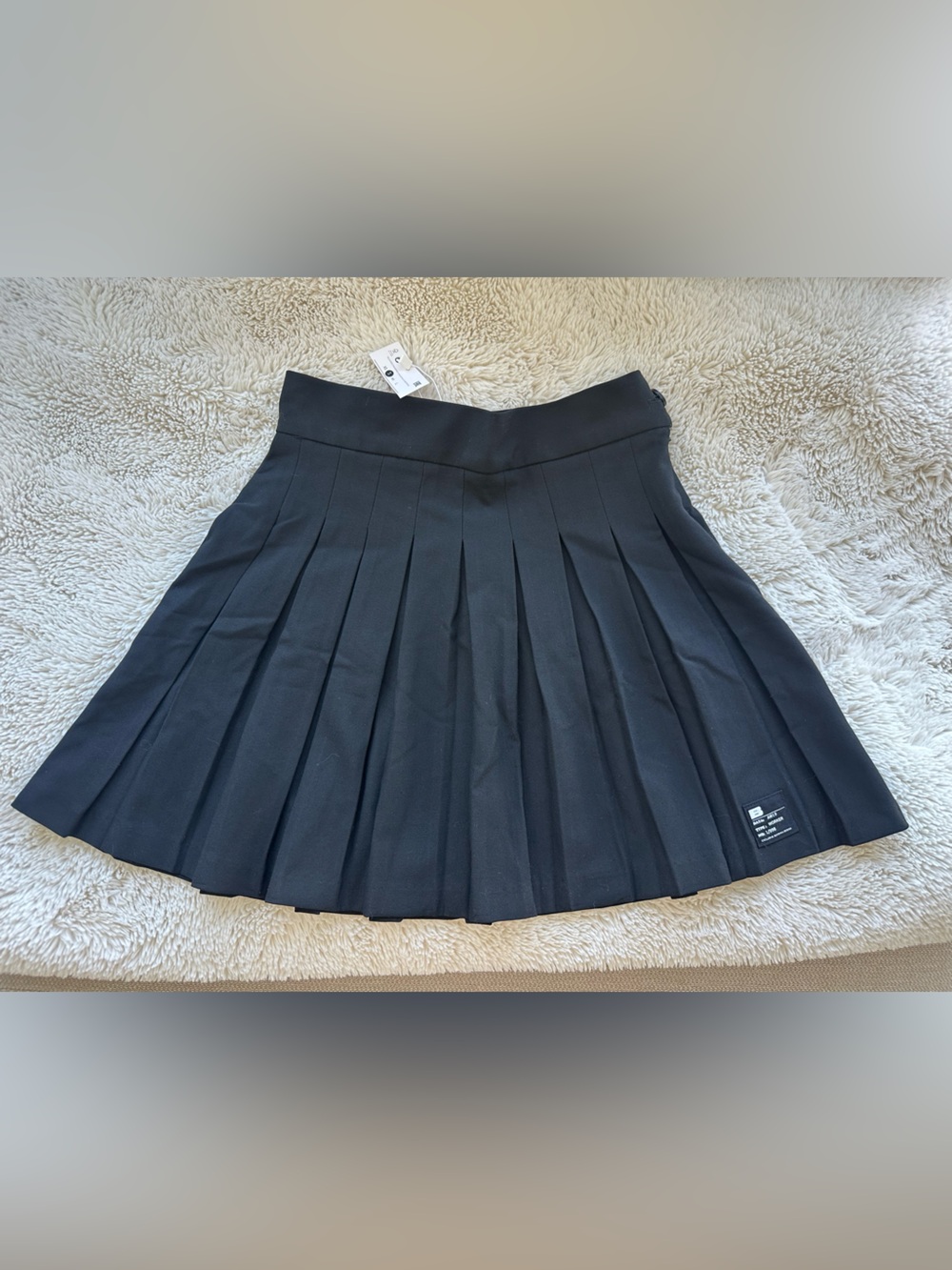 Bershka Black Pleated Skater Skirt Size S